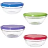 Gifi Saladier en verre x4 avec couvercle| Vaisselle Et Accessoires De Table