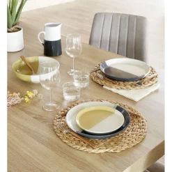 Gifi Saladier faïence bicolore vert et blanc Ø24xH6,4cm| Vaisselle Et Accessoires De Table