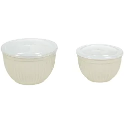 Gifi Saladier faïence x 2 avec couvercle plastique| Vaisselle Et Accessoires De Table