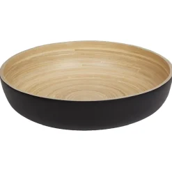 Gifi Saladier noir en bambou forme ronde| Vaisselle Et Accessoires De Table