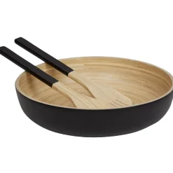 Gifi Saladier noir en bambou forme ronde| Vaisselle Et Accessoires De Table