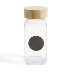 Gifi Salière/poivrière en verre et bambou 4,5x4,5xH10,5cm| Vaisselle Et Accessoires De Table