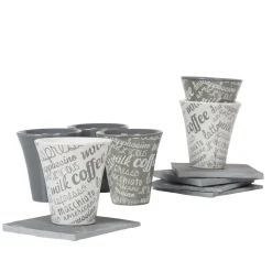 Vaisselle Et Accessoires De Table<Gifi Service à café faïence ardoise gris blanc 6 personnes