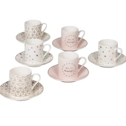 Vaisselle Et Accessoires De Table<Gifi Service à café faïence blanc rose or 6 personnes