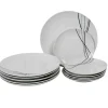 Gifi Service à vaisselle 12 pièces porcelaine blanche| Vaisselle Et Accessoires De Table