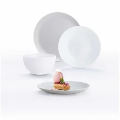 Gifi Service à vaisselle Diwali gris et blanc 16 pièces| Vaisselle Et Accessoires De Table