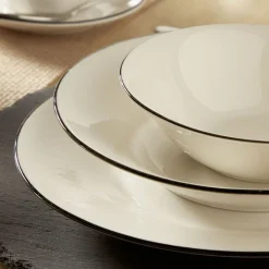 Gifi Service à vaisselle porcelaine blanc liseré noir 36 pièces| Vaisselle Et Accessoires De Table