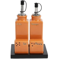 Gifi Service condiment en céramique + support| Vaisselle Et Accessoires De Table