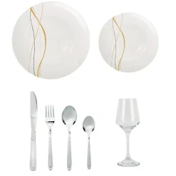 Vaisselle Et Accessoires De Table<Gifi Service de table motif doré argenté pour 6 personnes