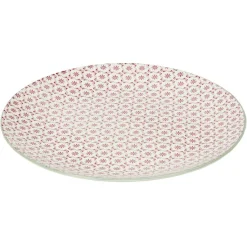 Gifi Service en porcelaine 18 pièces motif graphique beige et rouge| Vaisselle Et Accessoires De Table
