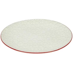 Gifi Service en porcelaine 18 pièces motif graphique beige et rouge| Vaisselle Et Accessoires De Table