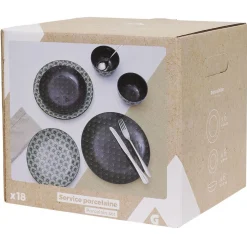 Vaisselle Et Accessoires De Table<Gifi Service en porcelaine motif noir et blanc 18 pièces