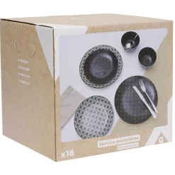 Vaisselle Et Accessoires De Table<Gifi Service en porcelaine motif noir et blanc 18 pièces