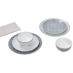 Vaisselle Et Accessoires De Table<Gifi Service vaisselle en porcelaine 18 pièces motif graphique bleu et blanc