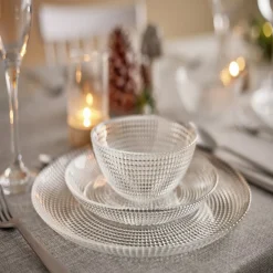 Gifi Service vaisselle en verre transparent| Vaisselle Et Accessoires De Table