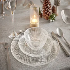 Gifi Service vaisselle en verre transparent| Vaisselle Et Accessoires De Table