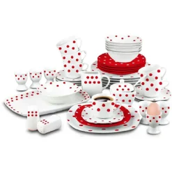 Vaisselle Et Accessoires De Table<Gifi Service vaisselle porcelaine rouge et blanc à pois