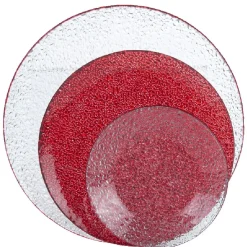 Gifi Service vaisselle rond en verre rouge transparent 18 pièces| Vaisselle Et Accessoires De Table
