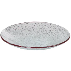 Gifi Service vaisselle rond en verre rouge transparent 18 pièces| Vaisselle Et Accessoires De Table