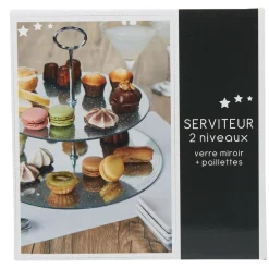 Vaisselle Et Accessoires De Table<Gifi Serviteur 2 niveaux verre transparent pailleté