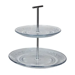 Gifi Serviteur double étage en verre| Vaisselle Et Accessoires De Table