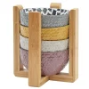 Vaisselle Et Accessoires De Table<Gifi Set 4 bols décor ethnique noir et blanc et support en bambou
