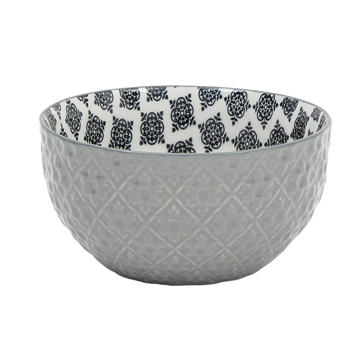 Vaisselle Et Accessoires De Table<Gifi Set 4 bols décor ethnique noir et blanc et support en bambou
