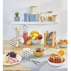 Vaisselle Et Accessoires De Table<Gifi Set 4 mugs décor arabesque noir et blanc et support en bambou