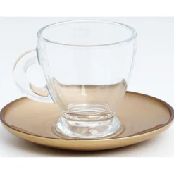 Gifi Set 6 tasses expresso nacré et doré 9 cl| Vaisselle Et Accessoires De Table