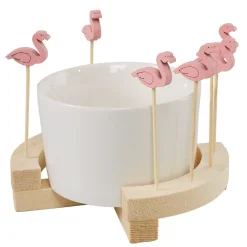 Gifi Set apéritif Aloha coupelle et pique flamant rose x 8| Vaisselle Et Accessoires De Table