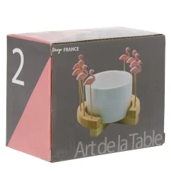 Gifi Set apéritif Aloha coupelle et pique flamant rose x 8| Vaisselle Et Accessoires De Table