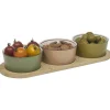 Gifi Set apéritif coupelle porcelaine x3 et support bambou| Vaisselle Et Accessoires De Table