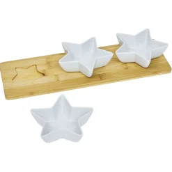 Gifi Set apéritif plateau bambou et coupelle étoile x3| Vaisselle Et Accessoires De Table