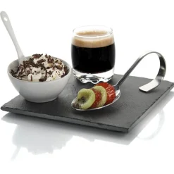 Gifi Set café gourmand ardoise et porcelaine blanche 5 pcs| Vaisselle Et Accessoires De Table