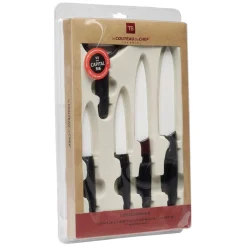 Gifi Set céramique couteau x4 avec économe x1 blanc et noir| Vaisselle Et Accessoires De Table