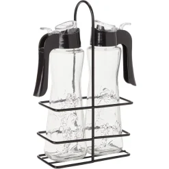Gifi Set huile et vinaigre en verre relief fleur Ø5xH20cm| Vaisselle Et Accessoires De Table