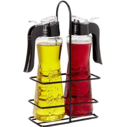 Gifi Set huile et vinaigre en verre relief fleur Ø5xH20cm| Vaisselle Et Accessoires De Table