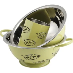 Préparation Culinaire<Gifi Set passoire, saladier, porte-ustensiles vert design feuille