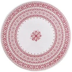 Gifi Sous assiette en plastique blanc motif Noël flocons rouge| Vaisselle Et Accessoires De Table