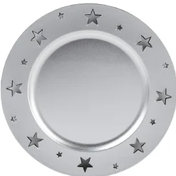Gifi Sous assiette plastique argenté motif étoiles| Vaisselle Et Accessoires De Table