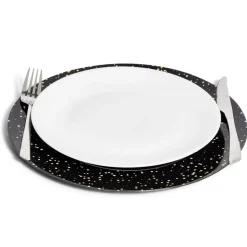 Gifi Sous assiette ronde noir et doré Ø33cm| Vaisselle Et Accessoires De Table