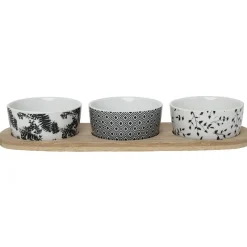 Vaisselle Et Accessoires De Table<Gifi Support à apéritifs avec 3 coupelles déco végétal noir blanc