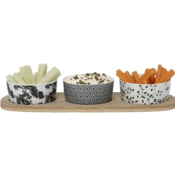 Vaisselle Et Accessoires De Table<Gifi Support à apéritifs avec 3 coupelles déco végétal noir blanc