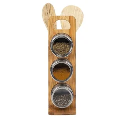 Conservation Alimentaire<Gifi Support à épices 3 boites aimantées et 2 ustensiles en bambou et inox