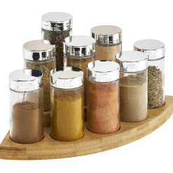 Vaisselle Et Accessoires De Table<Gifi Support à épices d'angle bambou 9 pots en verre