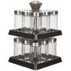 Rangement De Cuisine<Gifi Support à épices noir 16 bocaux en verre et inox 2 étages