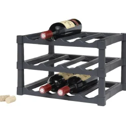 Rangement De Cuisine<Gifi Support pour 12 bouteilles en plastique noir