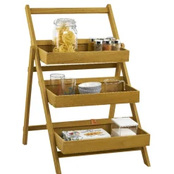Rangement De Cuisine<Gifi Étagere Paulownia design escabeau en bois 3 niveaux