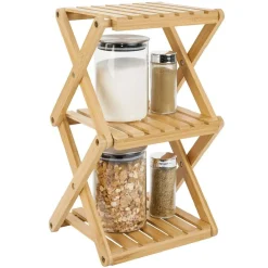 Rangement De Cuisine<Gifi Étagère 3 niveaux pliable bambou naturel 22,1xH35,5x18,3cm