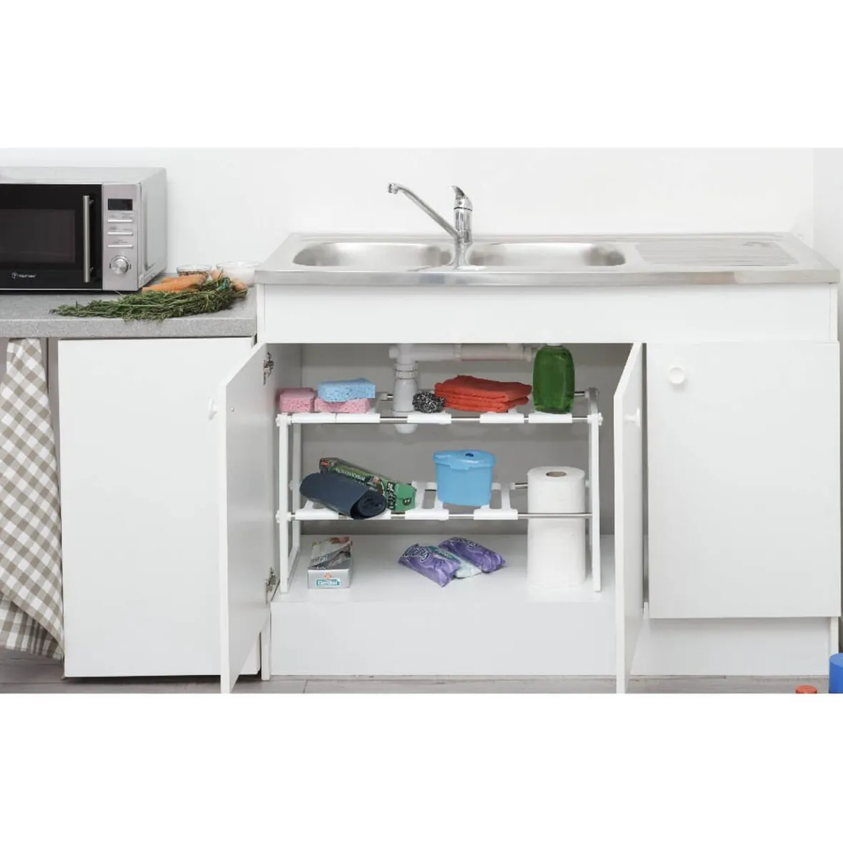 Rangement De Cuisine<Gifi Étagère modulable dessous d'évier 2 niveaux